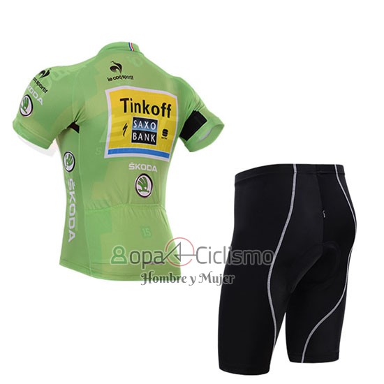Saxobank Lider Ropa Ciclismo Culotte Corto 2015 Hombre Mangas Cortas Verde